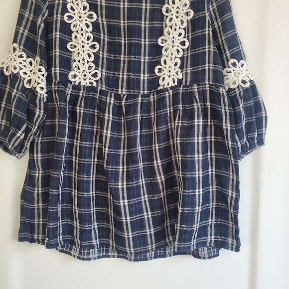 Suzanne Betro Sz M NWT prairie, babydoll empire waist puff sleeve top - Picture 5 of 11
